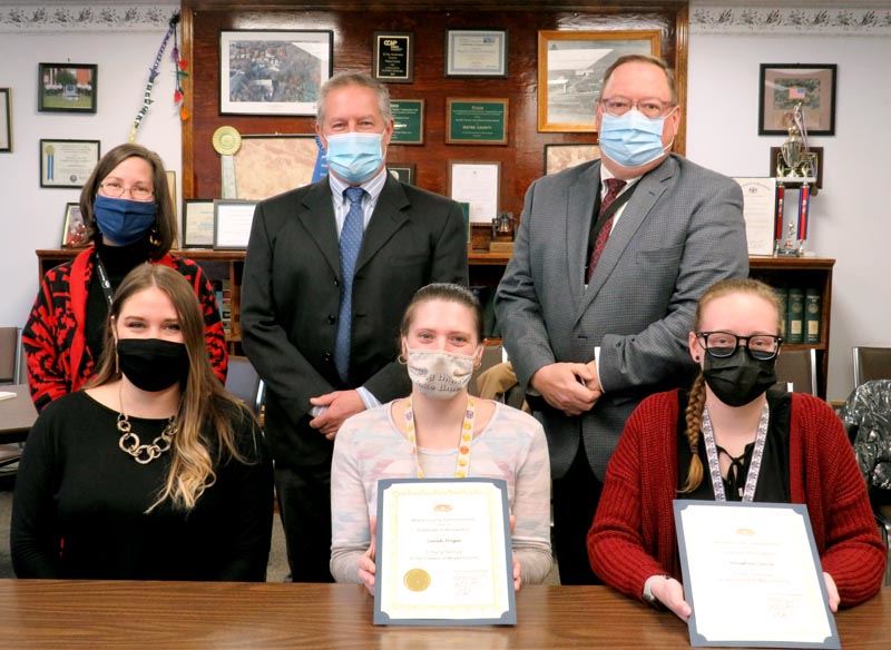 MeaghanGavin and SarahHoger are recognized for 1 year of service at Children & Youth.