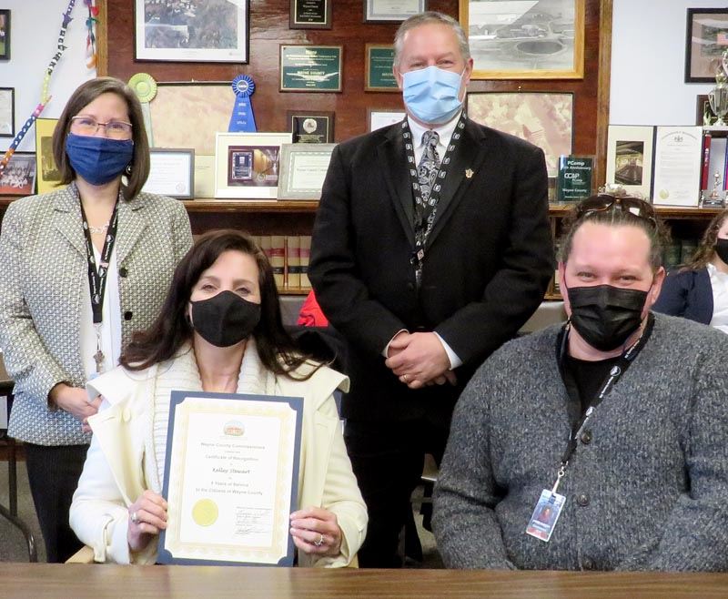 KelleyStewart was recognized for 5 years service as Forestry Specialist at Wayne Conservation.