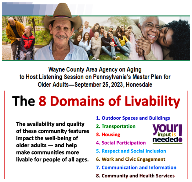 A flyer announcing the listenining session on the PA Master Plan for Older Adults on Sept. 25.